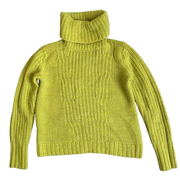 Banana Republic Sz M Wool Alpaca Blend Mixed Chunky Knit Turtleneck Sweater - Picture 9 of 16